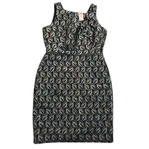 Ann Taylor NEW Metallic Jacquard Sheath Dress Black Gold Shell Msrp: $129.99 6P